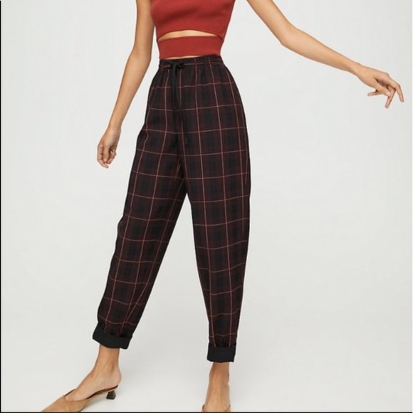 Wilfred Plaid Pants w Drawstring High Waist - Picture 6 of 11